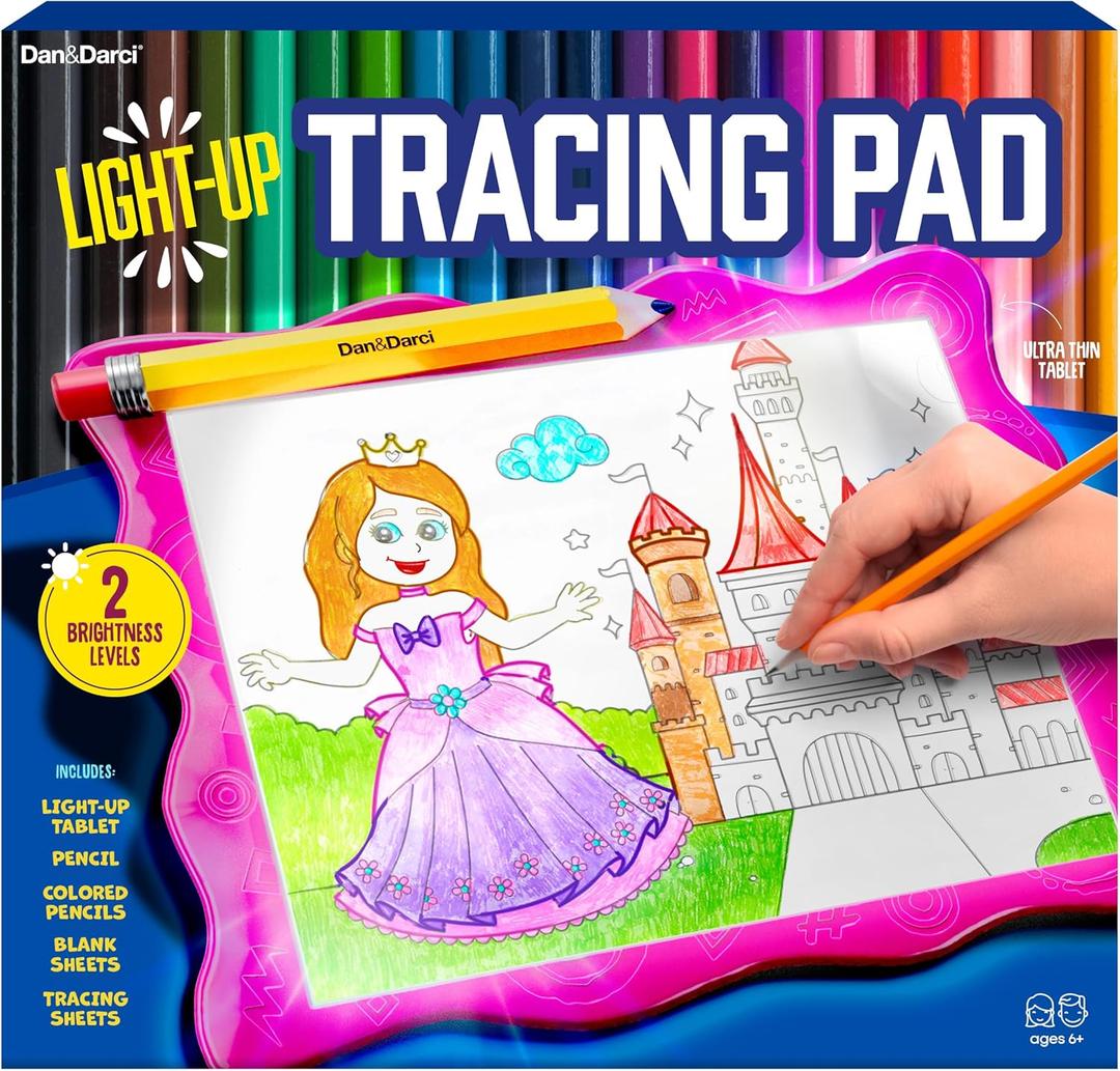 Dan&Darci Light Up Tracing Pad for Kids - Arts & Crafts Writing Drawing Tracer Board, Craft Kit for Girls & Boys Ages 6-12 - Birthday Toys Gifts Ideas for Girl or Boy 6+ Year Old Gift Toy