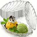 Goaste 8 Pack Banana Split Bowls Set, 6 OZ Glass Ice Cream Sundae Dishes, Leaf Shaped Clear Dessert Serving Plates, Transparent Banana Split Boats for Fruit, Yogurt, Brownies, Snack, Dishwasher Safe