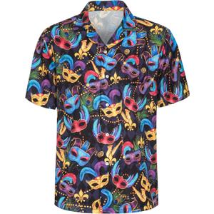 Mens Patriotic 4th of July Funny Hawaiian Shirts,Tropical Floral Hawaiian Short Sleeve Button Up Shirts