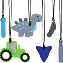 Chew Necklaces for Sensory Kids, 6 Pcs Chewy Necklace Teether for Boys and Girl to Chewing Biting and Teething, Silicone Chewable Fidget Necklaces for Autistic Toddlers Children Teens and Adults