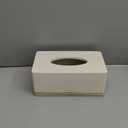 Rectangular Tissue Box Cover for Bathroom,Livingroom,Bedroom, Hand Carved Leather Resin Tissue Box Holder,10 x 5.7 x3.7 in, Beige