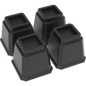 Bed Risers 5 Inch Heavy Duty, 4 Pack Furniture Risers, Black | Heavy Duty, 1,500 lbs Lifts Up Riser, Made of Plastic, Create 5 inches Additional Height, For Couch Sofa and Desk Table Legs
