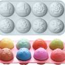 Christmas Chocolate Round Silicone Molds, Christmas Tree Snowflake Snowman Shape Half Sphere Circle Silicone Molds for Hot Chocolate Bomb, Candy Mini Soap, Cake, Jelly, Pudding, and Jello (8-Cavity)