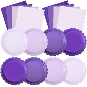 Tiangrid 120 Pcs Purple Paper Plates and Napkins Party Supplies Bulk Disposable 7 Inch Scalloped Plates Cocktail Napkins for Wedding Bridal Baby Shower Birthday Decorations, Serve 60 (Purple Series)