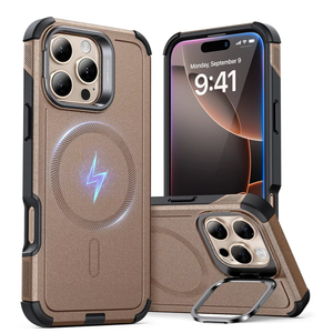 ESR for iPhone 16 Pro Case with Stand, 23FT Military-Grade Drop Protection, Heavy Duty Magnetic Phone Case, Compatible with MagSafe Accessories, Cyber Series, Gold