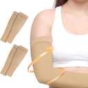 2 Pairs Compression Lymphedema Arm Sleeves for Women, 20-30 mmHg Graduated Compression Full Arm Support, Medical Arm Brace for Swelling, Edema, Circulation (XL)