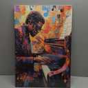 CXHOSTENT Black Jazz Canvas Wall Art Abstract Black Music Painting Prints African American Picture Musical Instruments Artwork for Men Room Decor Framed (Red, 16.00" x 24.00")