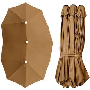 15ft Outdoor Umbrella Cloth Replacement Table Umbrella Cover, 12 Ribs Umbrella Canopy Replacement(Khaki)