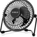 xasla 4 Inch Small USB Desk Fan, Mini Quiet Fan with Metal Construction & Strong Airflow & 360Adjustable Tilt Angle, Personal Cooling Fan for Desktop Office (Black)