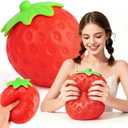 6 Inch Giant Strawberry Squishy Slow Rising Stress Relief Toy, Realistic Soft Fruit Squeeze Fidget Sensory Toy, Desk Decor Party Favor Gift for Adults