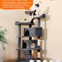 Made4Pets Cat Tree Tower 56in Cat Tower for Indoor Cats Kitten Tree Multi-Level Cat Tree with 2 Condo Furniture Activity Center with Scratching Posts Funny Toys Kittens Pet Play House, Grey