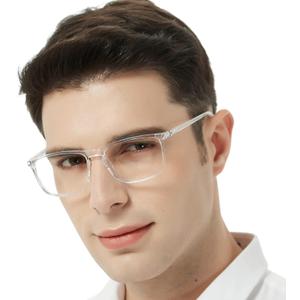 Mens Reading Glasses Stylish Readers Large Lightweight Reader 1.0 1.25 1.5 1.75 2.0 2.25 2.5 2.75 3.0 3.5 4.0 (Transparent)