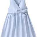 TIMOGG Toddler Girl Dress Summer Sleeveless Linen Cotton Dress Bow Kids Casual Dresses Clothes 100