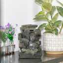 Alpine Corporation 13" Tall Indoor Tabletop Water Fountain, 4 Tier Cascading Water Feature with LED Lights for Home, Office, Living Room, or Zen Decor, Gray