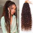 ZRQ 8 Packs Ombre Goddess Locs Crochet Hair 24 Inch Boho Faux Locs Croceht Braids, Ombre Boho Faux Locs Pre Looped Bohemian Locs Crochet Soft Locs With Curly Ends Hair Extension T30#