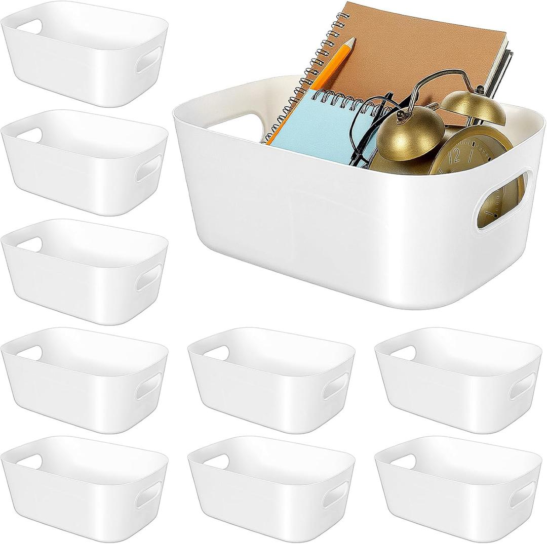 Kifmurase 10Pcs Plastic Storage Bins, Small Pantry Baskets for Organizing, Organizer Basket Bins for Shelves, Cupboard box and Bathroom Organizer for Home, Cupboard, Kitchen, Bathroom, Office