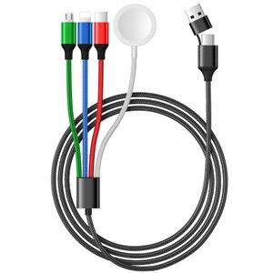 Temdan for Apple Watch Charger,4 in 2 USB C Cable for iPhone 17 Charger/Type C/Lightning/Micro USB,Multi Charging Cable Cord,Portable Travel Vacation Essentials Designed for iWatch &iPhone 16-12