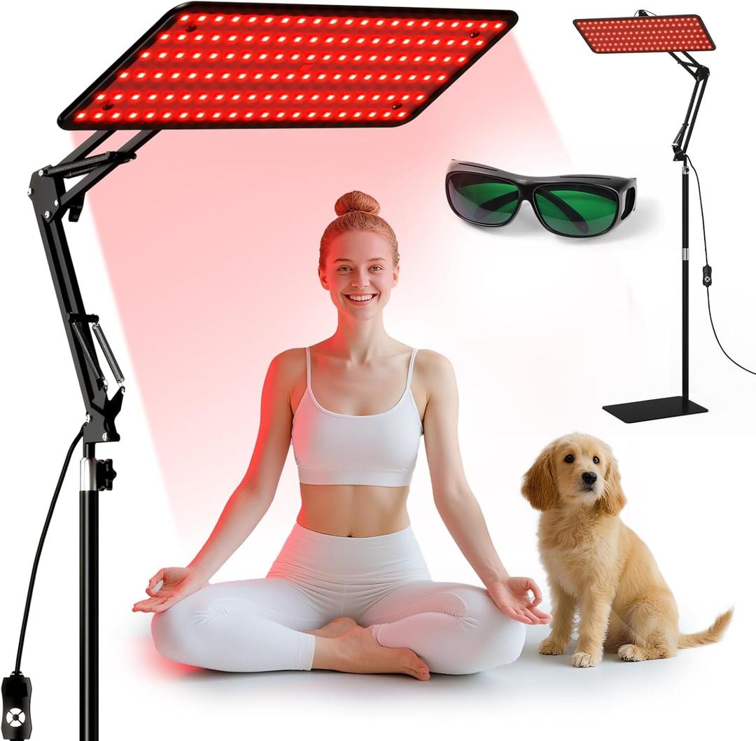 Red Light Therapy for Body and Face, 120 LED 660nm 850nm 940nm Infrared Redlight-Therapy Lamp Device with GlassesLarge Panel and Stable Stand at Home, Idea Gift for Women Mom