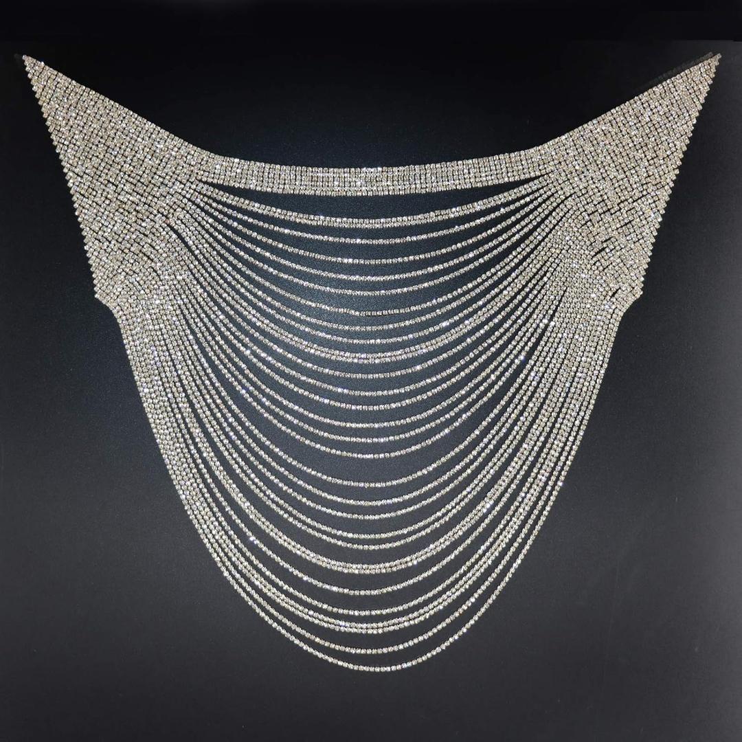 Jerler Gold Rhinestone Applique, Elegant Crystal Rhinestone Patches Blingbling Sewing on Wedding Dress, Ideal for Bridal Embellishments(Gold)