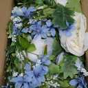 DearHouse 2Pcs Artificial Peony Flower Garland - Silk Peony Garland with Purple White Flowers for Wedding Party Table Decoration,6ft/Strand(White& Blue&Dark Blue)