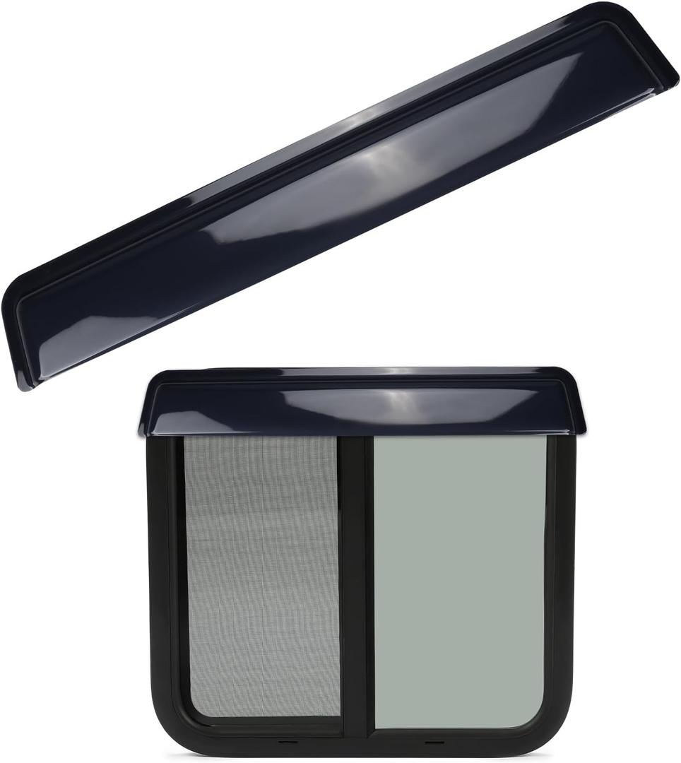 RV Window Visor Deflector, Rain Guard Extra Durable Sun Wind Air Side Vent Deflector Fits for 18-24inch Wide Window