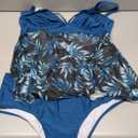 Women's Plus Size 2 Piece Bikini Set V Neck Floral Mesh Flowy Tankini High Cut Bathing Suits, Size 3XL