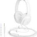 ibrain Air Tube Headphones Air Tube Headset Over The Ear Headphones Wired Airtube Headset with 3.5mm Jack - White