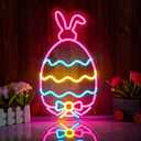 Easter Egg Neon Sign - Hidden Bunny & Colorful Eggs LED Wall Decor, USB Dimmable Spring Decor with Surprise Rabbit Design - Magical Easter Decorations for Home & Party