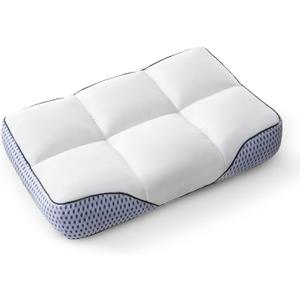 Glaciman Firm Shredded Memory Foam Bed Pillow, Ergonomic Neck and Shoulder Support for Back and Side Sleepers, Machine Washable, Breathable Mesh Gusset, Queen 15 x 25 x 4 Inch, 1 Pack