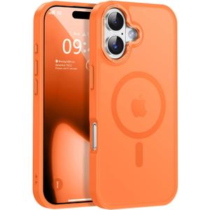 Newfuture Magnetic for iPhone 17 Case [Compatible with Magsafe] [Military Grade Drop Protection] Translucent Matte Anti-Scratch Shockproof Protective Phone Cover 6.3 Inch, Orange