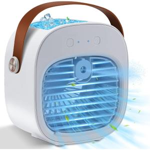 Portable Air Conditioners Rechargeable, 5200mAh Mini Air Conditioner, Personal Air Cooler with 3 Speeds, Small Desk Air Cooling Fan for Bedroom, Office, Outdoor