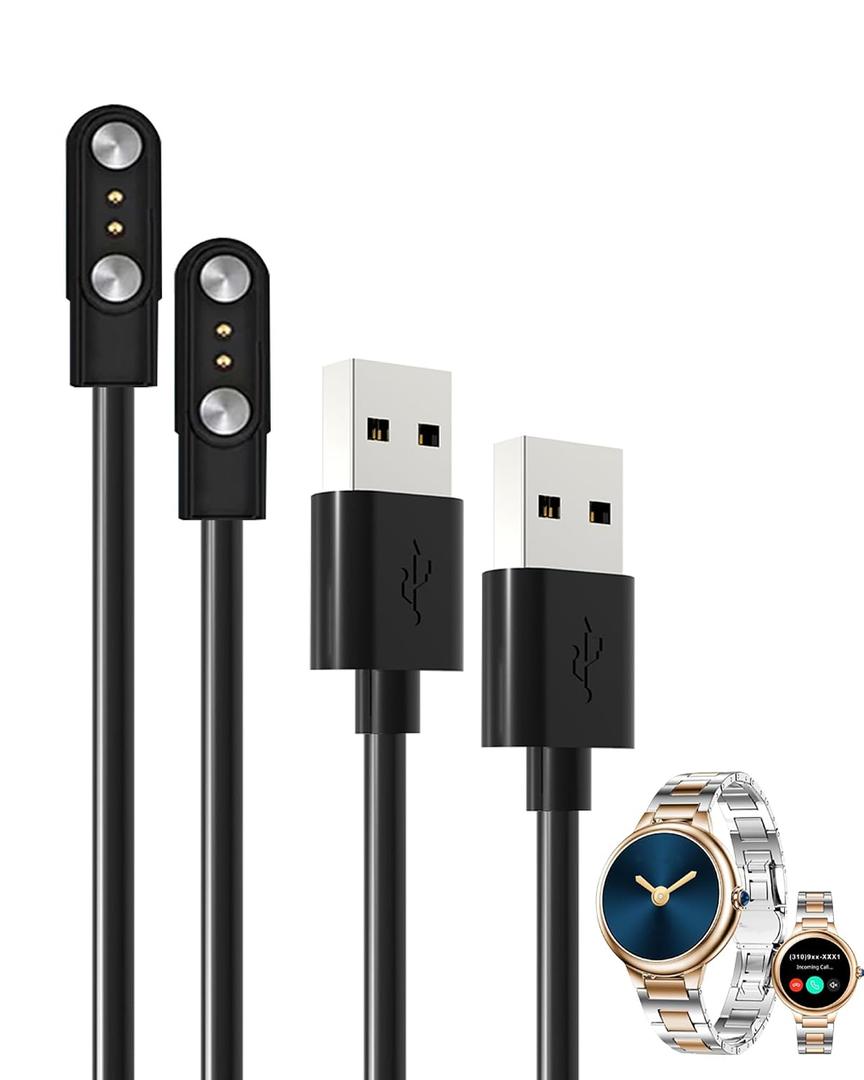[2 Pack] for SOUYIE H65 1.19 Inch SmartWatch Charger, Magnetic Replacement USB Charging Cable Compatible with H65 Smart Watch Accessories.(Black)