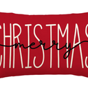 Merry Christmas Red Throw Pillow Cover, 12 x 35 Inch Winter Holiday Cushion Case Decoration for Sofa Couch
