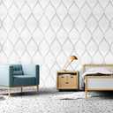 White and Silver Stripe Peel and Stick Wallpaper Leaves Texture Self Adhesive Removable Vinyl Waterproof Contact Paper for Furniture Walls Bathroom Home Decorative 17.7"x236"