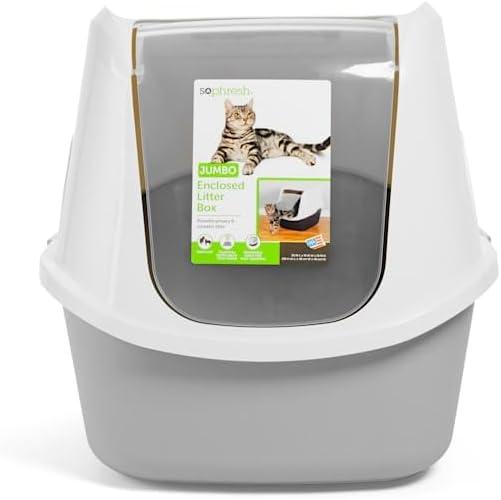 So Phresh Jumbo Enclosed Cat Litter Box Grey 23.4" L X 19.3" W X 18.5" H