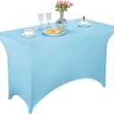 LZY Spandex Fitted Stretch Table Cover for 4ft or 6ft or 8ft Folding Table, Rectangular Cocktail Tablecloth, Perfect for Party or Banquet (Bluemist)