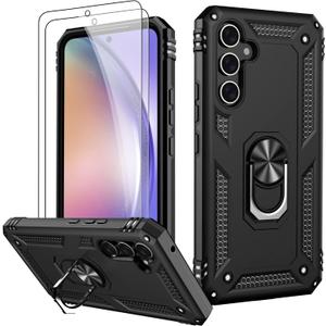 LUMARKE for Galaxy A54 Case with Screen Protector,Pass 16ft. Drop Tested Military Grade Protective Phone Cover with Magnetic Ring Kickstand Compatible with Car Mount Holder Black
