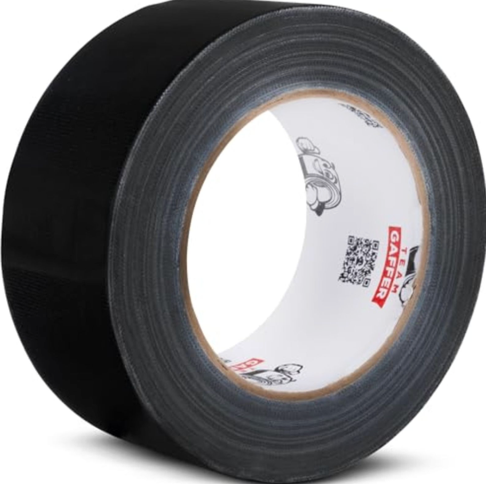 Team Gaffer Black Professional-Grade Gaffer Tape | Water-Resistant, Heavy-Duty & No-Residue for Reliable & Convenient Repairs, Marking, Cable Management | 2 Inches x 30-Yard Per Roll (1 Pack)
