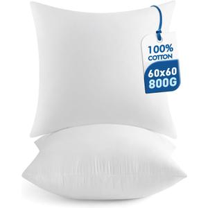 MIULEE 24x24 Pillow Inserts,Set of 2 100% Virgin Microfiber with Cotton Cover Throw Pillows for Couch Sofa and Bed, White 