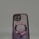 Case Fit for iPhone 16 Pro Max (Compatible with MagSafe) Glitter Bling Case with Camera Lens Protector Soft TPU Shockproof Protection Anti-Scratch Magnetic Phone Cover for Women - Purple