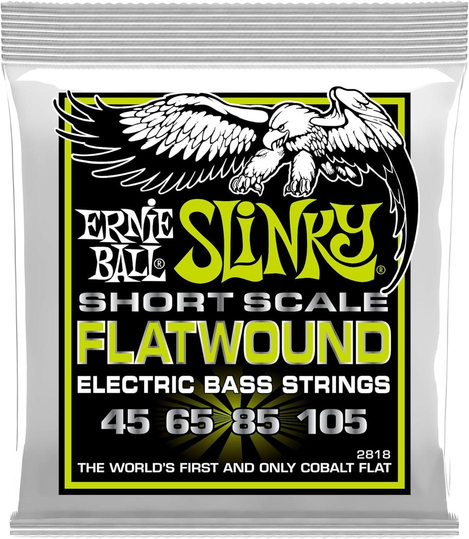 Ernie Ball Regular Slinky Flatwound Short Scale Electric Bass Strings 45-105 Gauge (P02818)