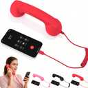Retro Phone Handset for iPhone & Android, Cell Phone Receiver with Microphone & Speaker,Retro Phone Handset,Comfortable Retro Telephone Style Landline Handle Receiver Cell Mobile Phones (Red)