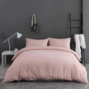 1 Duvet Cover with 2 Pillow Shams Queen Size for All Seasons - 3 Piece Home Bedding Comforter Cover with Zipper Closure - Ultra Soft Double Brushed Microfiber, 90 X 90 Inches - Pink