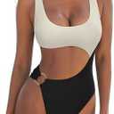 SUUKSESS Women Sexy One Piece Tummy Control Swimsuit Cutout Backless Bathing Suit M