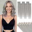 Hairro 6pcs Clip In Short Human Hair Extensions, Single Clip Design 100% Real Hair with Lace Weft, Seamless Thin Hairpieces Add Highlights, 10 Inch Short 31g #G1 Grey