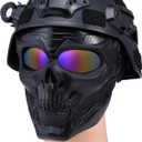 Airsoft Tactical Helmet, Full Face Mask for Men, Paintball Helmet, NVG Mount and Side Rails, Adjustable Strap - Complete Tactical Gear for Cosplay and Movie Props (SkullColor)