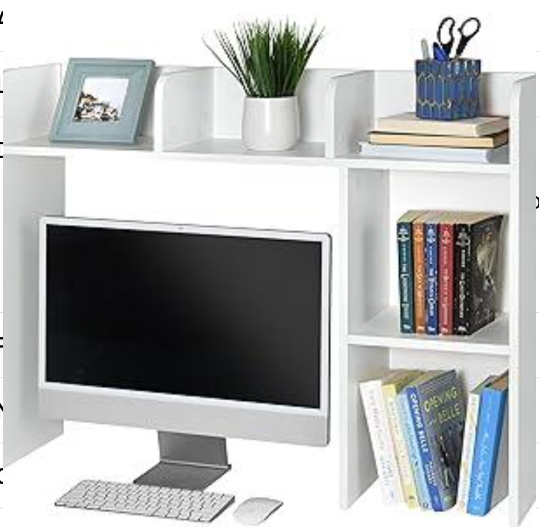 GlossyEnd Sturdy and Elegant Wood Dorm Desk Bookshelf Organizer, Office Desk Bookshelf Holder, Desktop Bookshelf Storage, Desk Book Organizer, Collage Dorm Desk Bookshelf, White