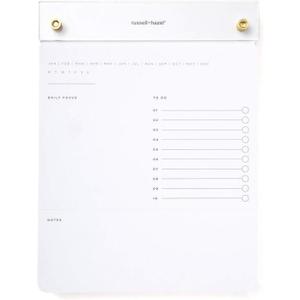 RUSSELL+HAZEL Acrylic Drafters Tablet, Acrylic Tablet Pad, Desk Accessory, 6.375 W x 8.4375" H, Clear Acrylic Pad with Gold Details and White Refillable Paper (55748)