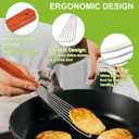 Ninsula 2 PCS Fish Spatula Set, 10.8 inch Upgraded Wood Handle Fish Spatula Stainless Steel, Polished Metal Slotted Turner for Flipping Fish, Omelets, Crepes, Steaks, Burgers, and Pancakes