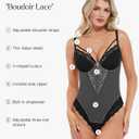 Popilush Lace Bodysuits for Women Corset Shapewear Tummy Control Body Suits V Neck Thong Underwired Outfits Side Zipper (M)